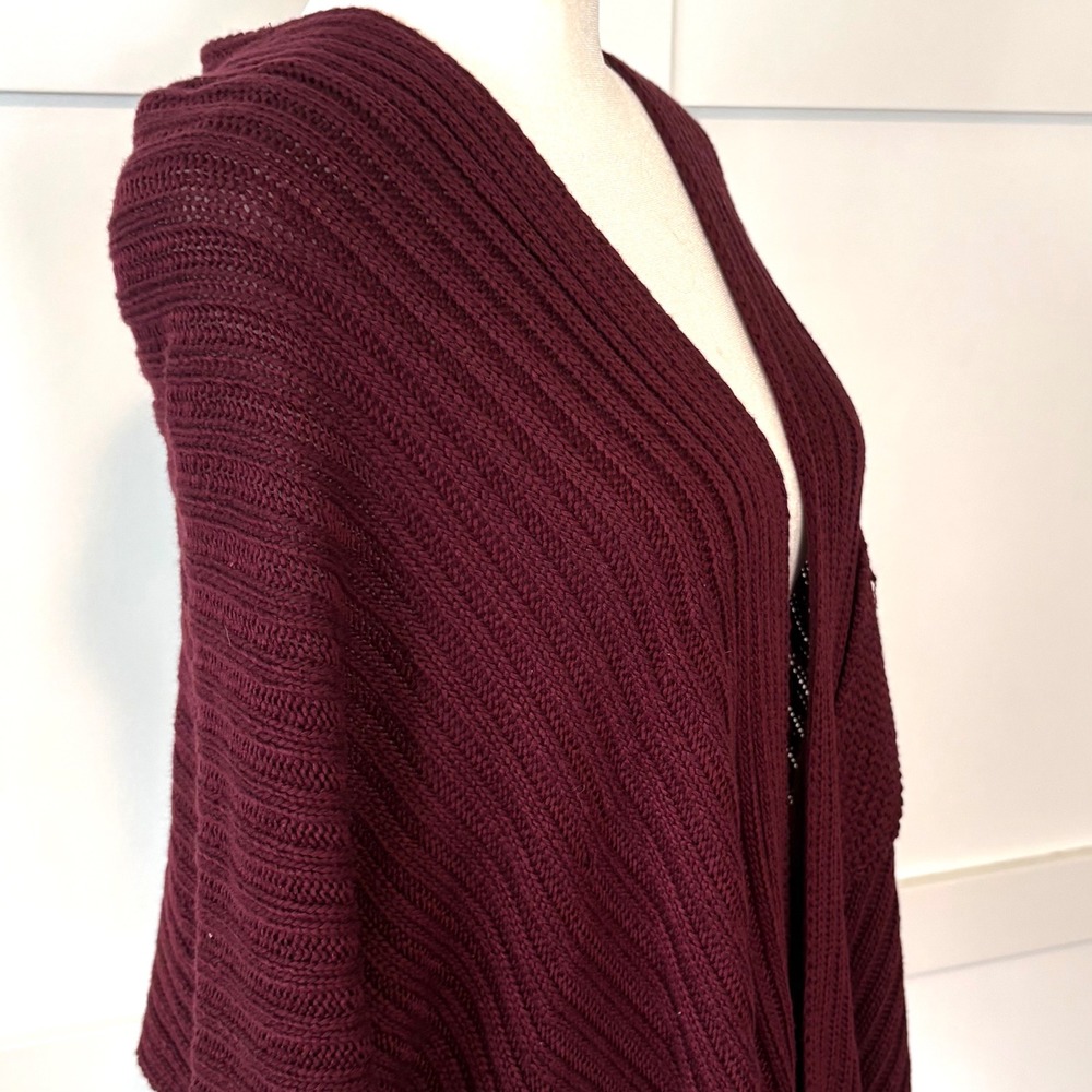 Chico's‎ Women's Burgundy Ribbed kimono Cardigan in Size S/M - Picture 5 of 8